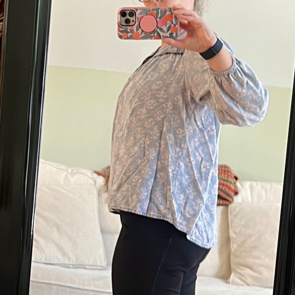 Dylan Los Angeles Blue Peasant Blouse, Size Small - Picture 5 of 11
